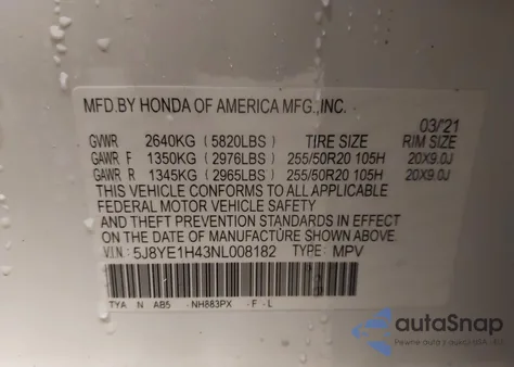 2022 Acura Mdx Technology Package z USA, uszkodzony, nr VIN 5J8YE1H43NL008182